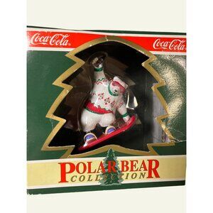 Coca Cola Polar Bear Collection Ornament Bear on Snowboard 1995